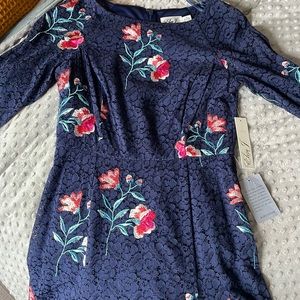 Eliza J blue lace floral dress
